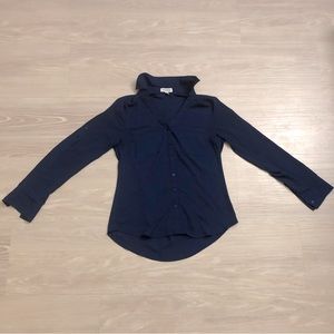 Express Portofino Long Sleeve Button Up Shirt | Navy Blue